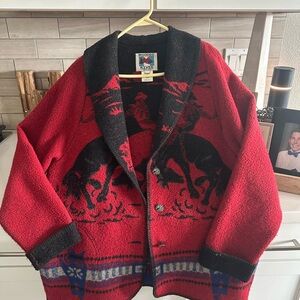 Vintage Red and Black Wool Jacket-Western